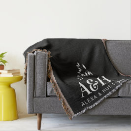 Wedding Monogram Bride and Groom Minimalist Woven Decke