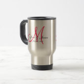 Wedding Monogram Bride Groom Date Pink Travel Mugs Reisebecher (Vorderseite Links)