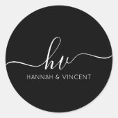 Wedding Monogram Calligrafy Script Custom Bevorzug Runder Aufkleber (Vorderseite)