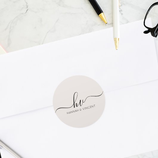 Wedding Monogram Calligrafy Script Custom Bevorzug Runder Aufkleber