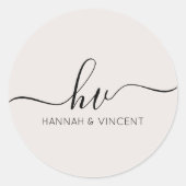 Wedding Monogram Calligrafy Script Custom Bevorzug Runder Aufkleber (Vorderseite)