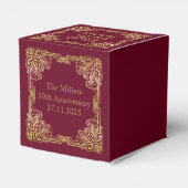 Wedding Monogram Classic Gold Frame Burgundy Geschenkschachtel (Rückseite)