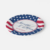 Wedding Monogram Custom USA Flag Pappteller (Schrägansicht)