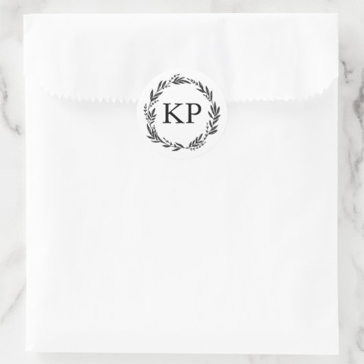 Wedding Monogram Custom Wreath Harvest Runder Aufkleber (Tasche)