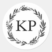 Wedding Monogram Custom Wreath Harvest Runder Aufkleber (Vorderseite)