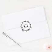 Wedding Monogram Custom Wreath Harvest Runder Aufkleber (Umschlag)
