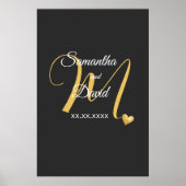 Wedding Monogram Design with Names and Date Poster (Vorne)