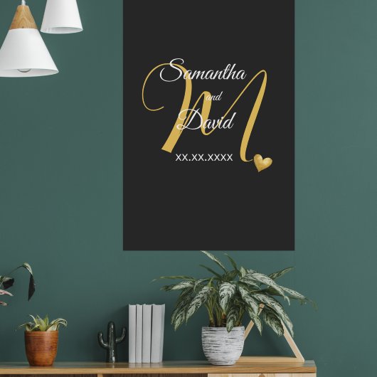 Wedding Monogram Design with Names and Date Poster (Wohnzimmer 1)