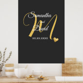 Wedding Monogram Design with Names and Date Poster (Küche)