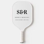 Wedding Monogram Einfach Schwarz-weiß Pickleball Schläger (Rückseite)
