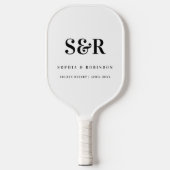 Wedding Monogram Einfach Schwarz-weiß Pickleball Schläger (Vorderseite)
