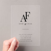 Wedding Monogram Elegant Einfach Minimalistisch Acryleinladungen (Insitu (Handheld))