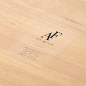 Wedding Monogram Elegant Einfach Minimalistisch Acryleinladungen (Ablage )