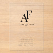 Wedding Monogram Elegant Einfach Minimalistisch Acryleinladungen (Vorderseite)