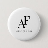 Wedding Monogram Elegant Einfach Minimalistisch Button (Vorderseite)