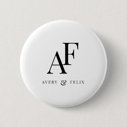 Wedding Monogram Elegant Einfach Minimalistisch Button (Vorderseite)