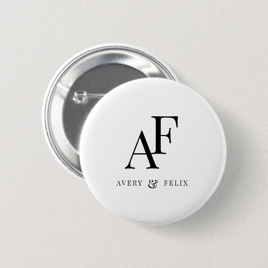 Wedding Monogram Elegant Einfach Minimalistisch Button (Vorne & Hinten)