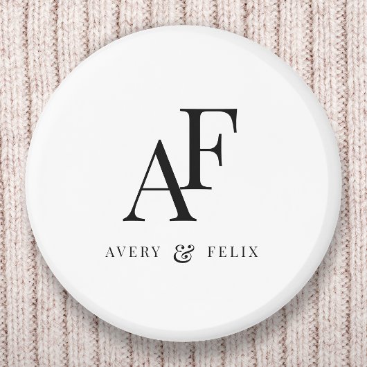 Wedding Monogram Elegant Einfach Minimalistisch Button