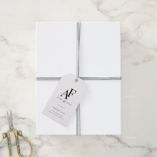 Wedding Monogram Elegant Einfach Minimalistisch Geschenkanhänger (Mit Garn)
