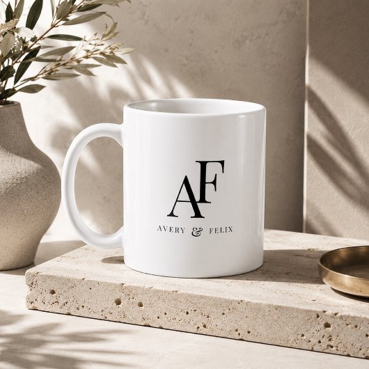 Wedding Monogram Elegant Einfach Minimalistisch Kaffeetasse