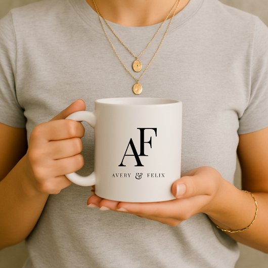 Wedding Monogram Elegant Einfach Minimalistisch Kaffeetasse