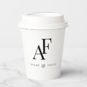 Wedding Monogram Elegant Einfach Minimalistisch Pappbecher (Vorderseite)