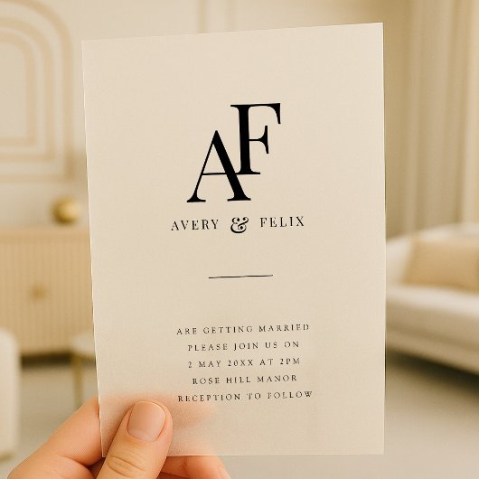 Wedding Monogram Elegant Einfach Minimalistisch Pergament Einladungen