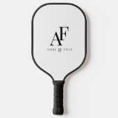 Wedding Monogram Elegant Einfach Minimalistisch Pickleball Schläger (Rückseite)