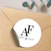 Wedding Monogram Elegant Einfach Minimalistisch Runder Aufkleber