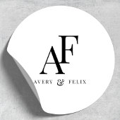 Wedding Monogram Elegant Einfach Minimalistisch Runder Aufkleber