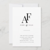 Wedding Monogram Elegant Einfach Minimalistisch Save The Date (Vorderseite)