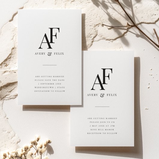 Wedding Monogram Elegant Einfach Minimalistisch Save The Date