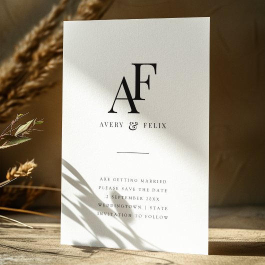 Wedding Monogram Elegant Einfach Minimalistisch Save The Date