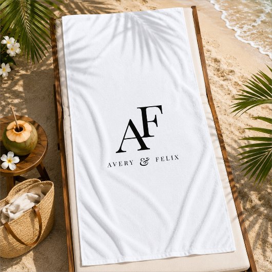 Wedding Monogram Elegant Einfach Minimalistisch Strandtuch