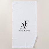 Wedding Monogram Elegant Einfach Minimalistisch Strandtuch (Vorderseite)