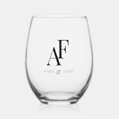 Wedding Monogram Elegant Einfach Minimalistisch Weinglas Ohne Stiel (Vorderseite)