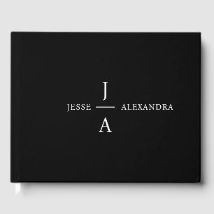 Wedding Monogram Elegant Minimal Stilvolle Schwarz Gästebuch