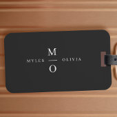 Wedding Monogram Elegant Minimal Stilvolle Schwarz Gepäckanhänger