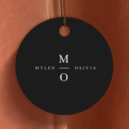 Wedding Monogram Elegant Minimal Stilvolle Schwarz Geschenkanhänger