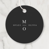 Wedding Monogram Elegant Minimal Stilvolle Schwarz Geschenkanhänger (Vorderseite)