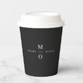 Wedding Monogram Elegant Minimal Stilvolle Schwarz Pappbecher (Vorderseite)