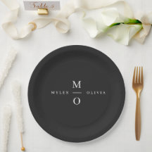 Wedding Monogram Elegant Minimal Stilvolle Schwarz