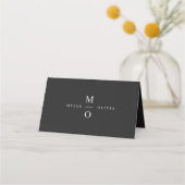 Wedding Monogram Elegant Minimal Stilvolle Schwarz Platzkarte (Vorderseite)