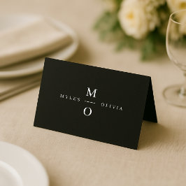 Wedding Monogram Elegant Minimal Stilvolle Schwarz Platzkarte