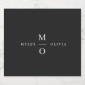 Wedding Monogram Elegant Minimal Stilvolle Schwarz Schaumweinetikett (Einzelnes Label)