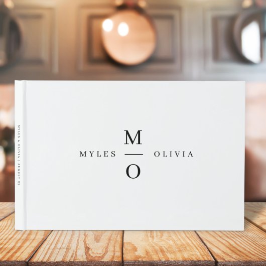 Wedding Monogram Elegant Minimalistisch Simple Whi Gästebuch