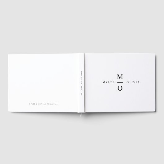 Wedding Monogram Elegant Minimalistisch Simple Whi Gästebuch (Voll)