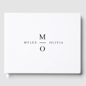 Wedding Monogram Elegant Minimalistisch Simple Whi Gästebuch (Vorderseite)