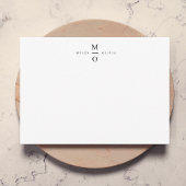 Wedding Monogram Elegant Minimalistisch Simple Whi Mitteilungskarte