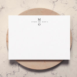 Wedding Monogram Elegant Minimalistisch Simple Whi Mitteilungskarte
